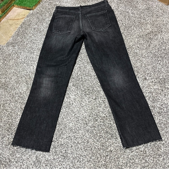 Evereve Faded Black Jeans The Ever Straight High Rise Fit Button Fly Raw Hem 28 - Picture 10 of 11